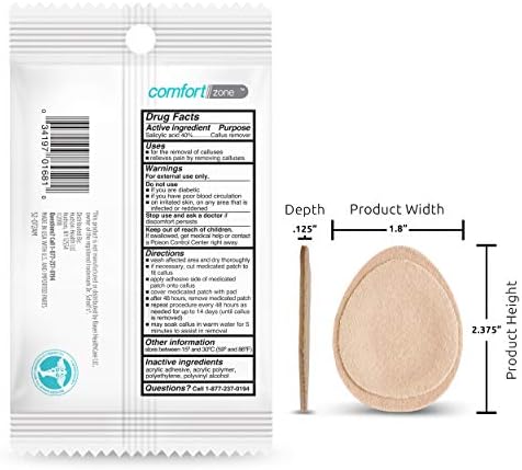 Medicated callus removal patches with 40 percent salicylic acid for hardened skin.
