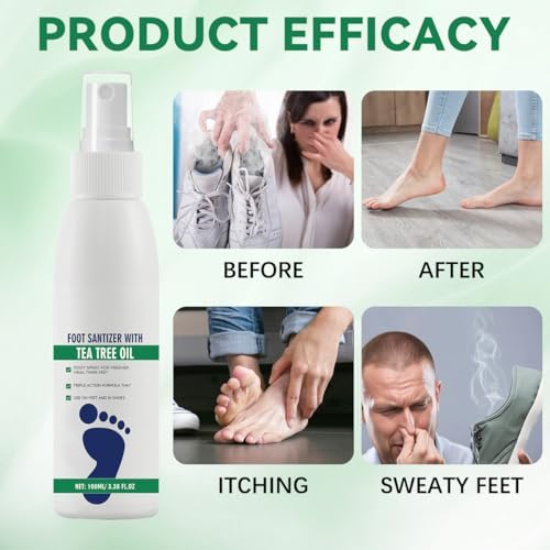 Ginolmis antimicrobial foot spray being applied to skin for odor control.