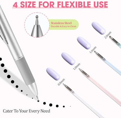 Close up of 4 size marking tips on Gaoy nail tool