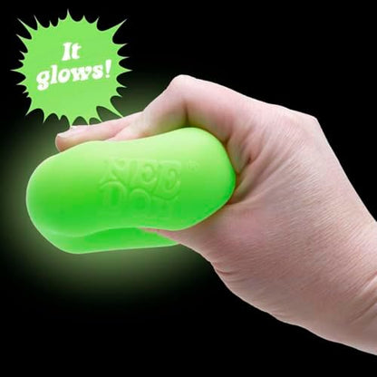 Schylling NeeDoh Nice Cube Glow close up view of the durable thermoplastic rubber material surface