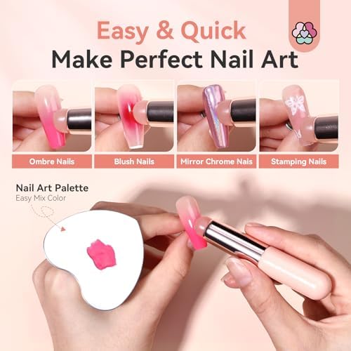 Saviland nail art brush set with heart shaped palette