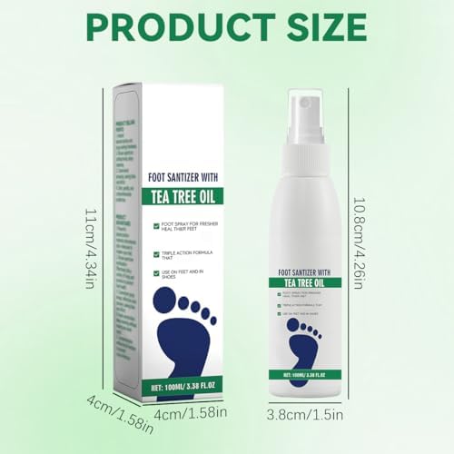 Quick drying foot spray formula demonstration with no residue.