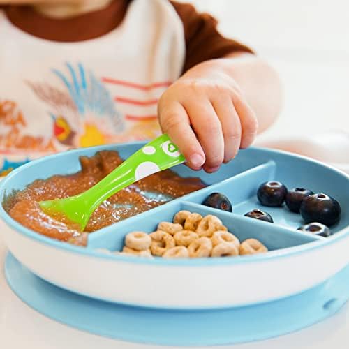 Side view of Munchkin Stay Put plates with suction base