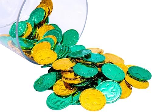 Packaging of 100 pieces festive plastic coins for event decoration and table scatter