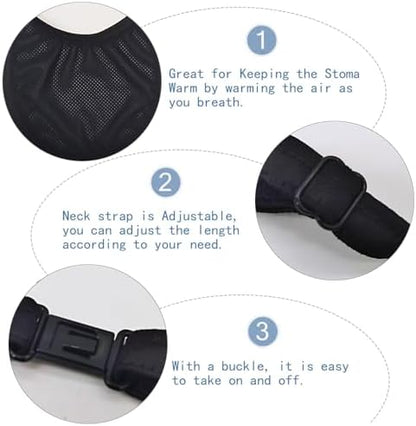 Adjustable black mesh laryngectomy protector for tracheal care supplies
