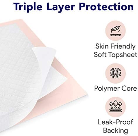 ProHeal absorbent bed pads spread out flat on a mattress showing the large coverage area.