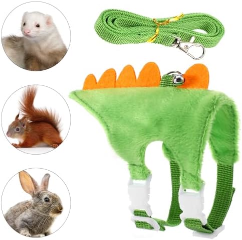 YBEATY baby rabbit dinosaur leash set laid flat to showcase the entire matching walking assembly