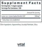 Vital Nutrients Lysine supplement bottle back view supplement facts