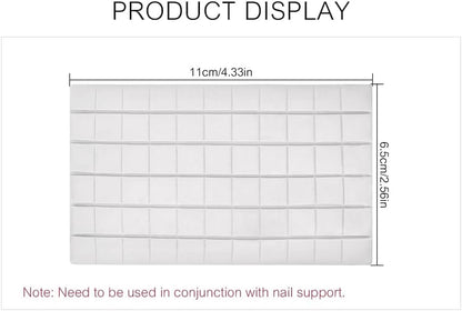 Hands using white nail art clay for DIY manicure