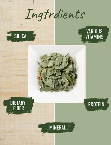 High silica herbal tea leaves in 4oz pack to assist with hair thickness in adults wellness routine
