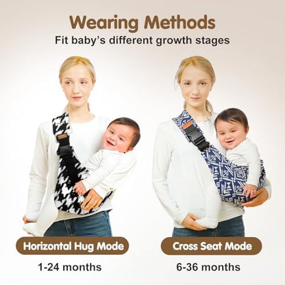 Yemyig toddler carrier highlighting the padded wide shoulder strap and heavy duty adjustable buckle.