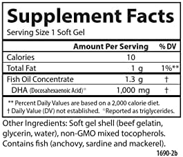 Carlson Elite DHA Gems high potency pure DHA daily dietary supplement packaging.