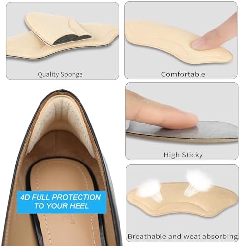 Six pair pack of Comfowner heel protectors in neutral colors for various shoe types.