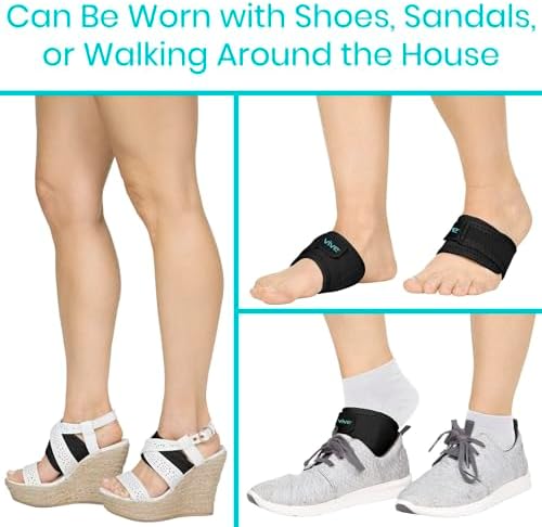 Vive compression strap being worn with sneakers for daily walking support.