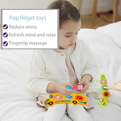Crocodile and school bus suction fidget toys for fine motor skills