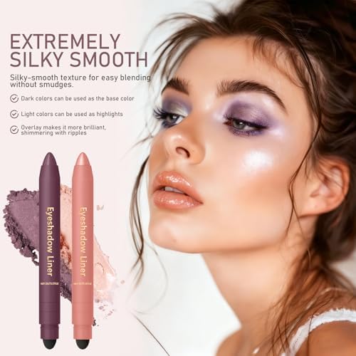 Demonstration of smudge brush on eyeshadow liner stick