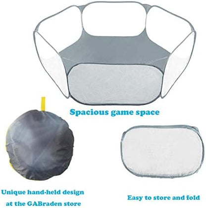 Small Animals Tent,Reptiles Cage,Breathable Transparent Pet Playpen Pop Open Outdoor/Indoor Exercise Fence,Portable Yard Fence (Grey) - Image 3