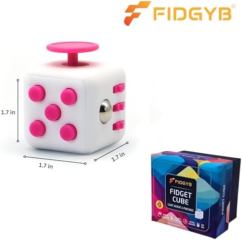FIDGYB anti-stress cube showing the smooth joystick glide and clickable button sides