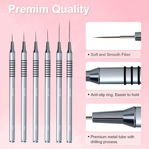 Professional nail art demonstration using Komall liner brushes