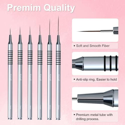 Professional nail art demonstration using Komall liner brushes