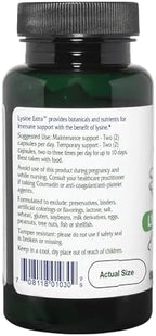 Side view of Vitanica Lysine Extra container highlighting vegan capsule count