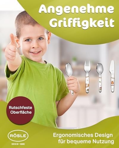 Detailed view of Rosle kids cutlery stainless steel finish