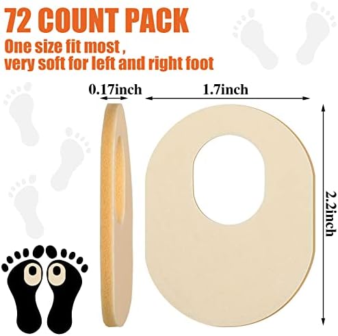 Oval shaped beige corn protectors with adhesive backing for friction reduction.