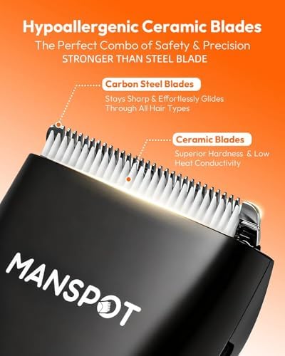 MANSPOT waterproof electric shaver being rinsed under water for easy cleaning