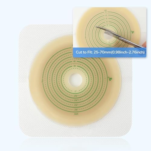 Close up of the customizable cut to fit grid on the stoma skin barrier