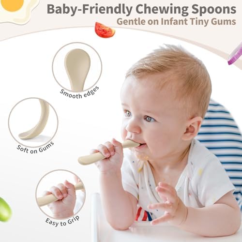 Infant feeding spoons in pastel colors for baby led weaning
