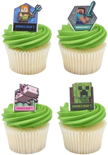 Authentic DecoPac Minecraft cupcake toppers in packaging