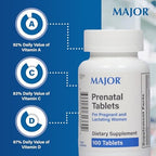 Major Prenatal Tablets 100 count bottle back view