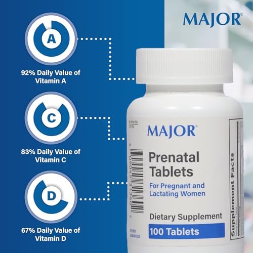 Major Prenatal Tablets 100 count bottle back view