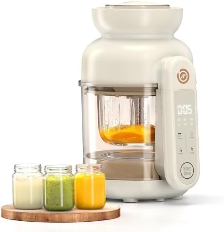 BabyNutri baby food grinder showing the digital touch screen panel