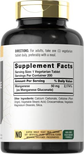 Carlyle Chelated Manganese high potency mineral supplement label