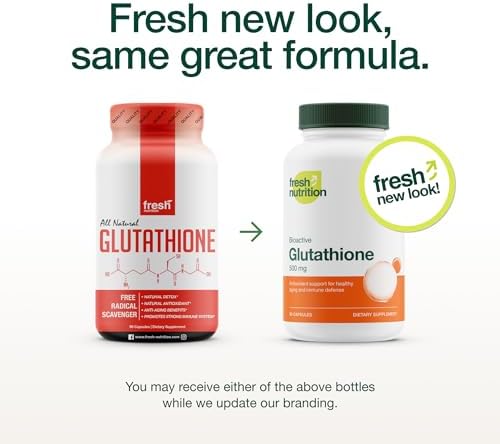 Fresh Nutrition Glutathione 500mg capsules supplement facts label