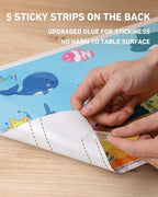 Babebay adhesive placemat showing the five sided non slip sticky strips on the back.