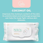 Ingredients list on Niki's Natural Baby Wipes pack