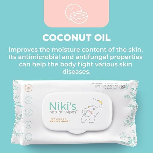 Ingredients list on Niki's Natural Baby Wipes pack