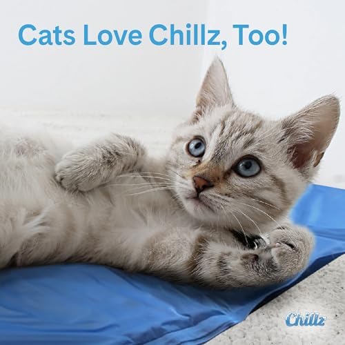The Green Pet Shop Chillz Gel Mat Large angled view showing full thirty six by twenty inches surface area.