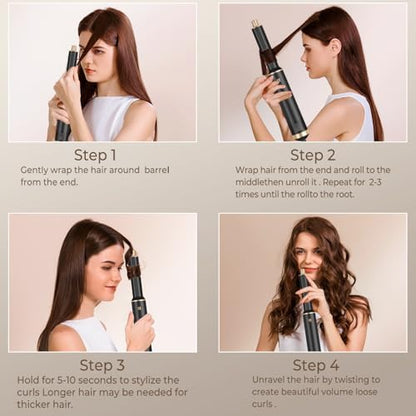 A full breakdown view of all five attachments included in the negative ion styler kit.