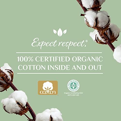 Side view of Organyc 100 percent cotton tampons highlighting chemical free ingredients.