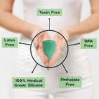 Eco friendly feminine hygiene alternative showing two green Shordy cups side by side.