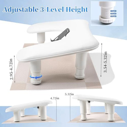 Close up of rotating phone holder on Lionvison nail technician arm rest