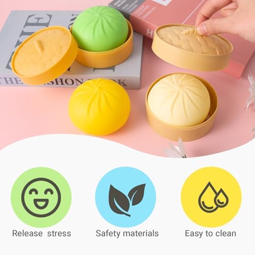 Durable sensory fidget toy dumpling being stretched to demonstrate tear resistant polymer material