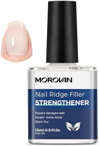 Morovan Nail Strengthener applied on natural nails for ridge filling