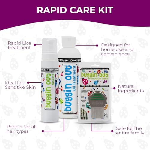 Buggin Out dimethicone oil and mousse for sensitive scalp lice treatment