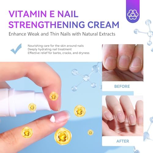 Applying Saviland nail strengthening cream to dry cuticles