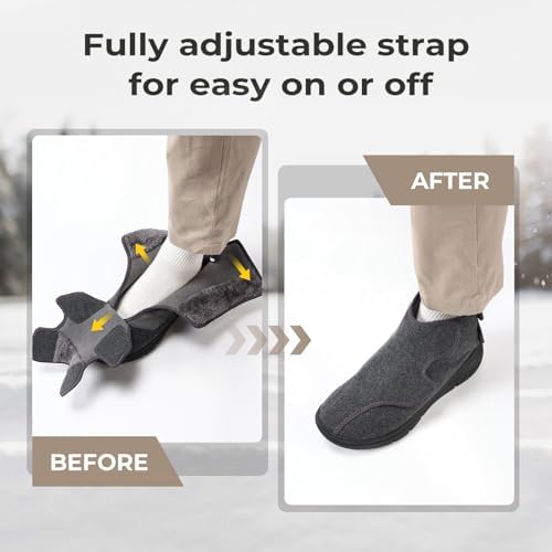 FitVille Men's Snow Boots side profile highlighting the thick fur lining and wide sole.