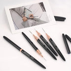 Ergonomic black handle nail art brushes for professional detail work